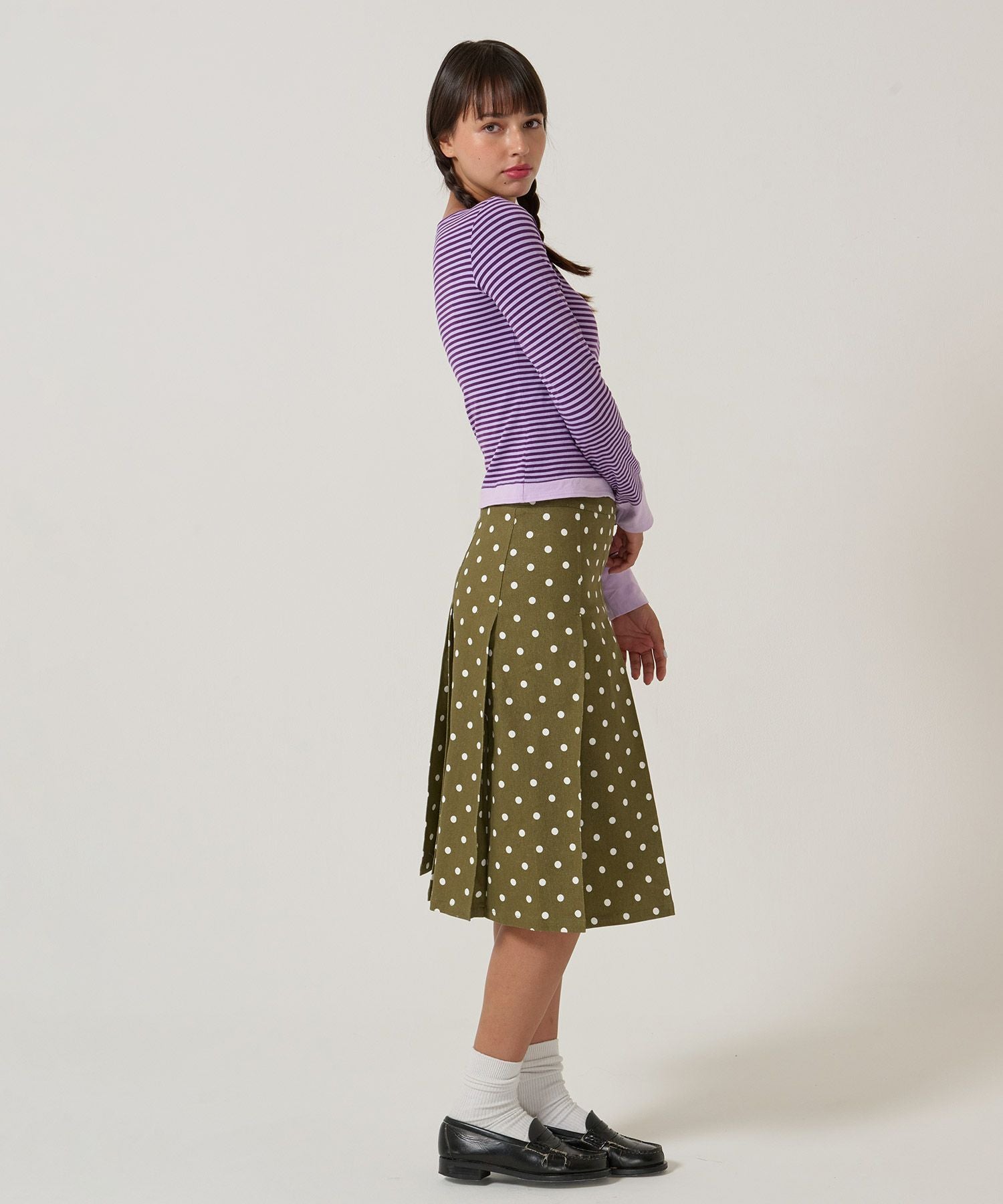 ドット柄 プリーツスカート TINA：JOJUN 全3色｜tnj641-1081【4