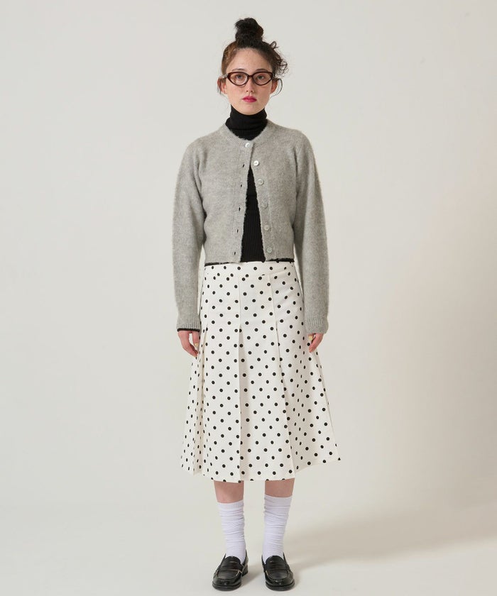 ドット/プリーツスカート/ミディ丈