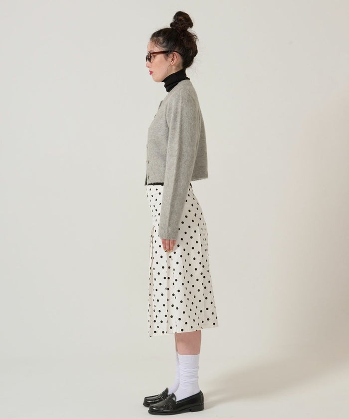 ドット/プリーツスカート/ミディ丈