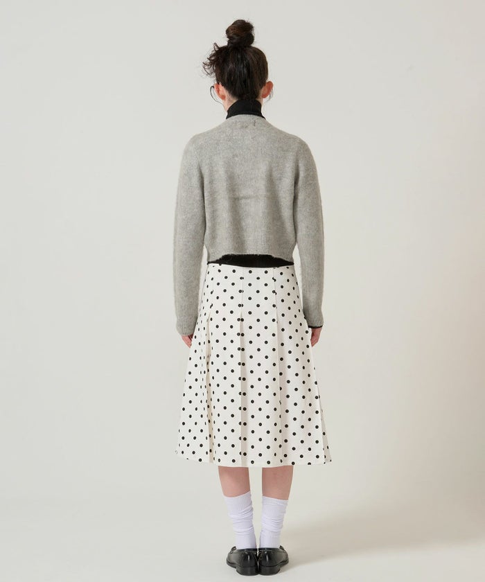 ドット/プリーツスカート/ミディ丈