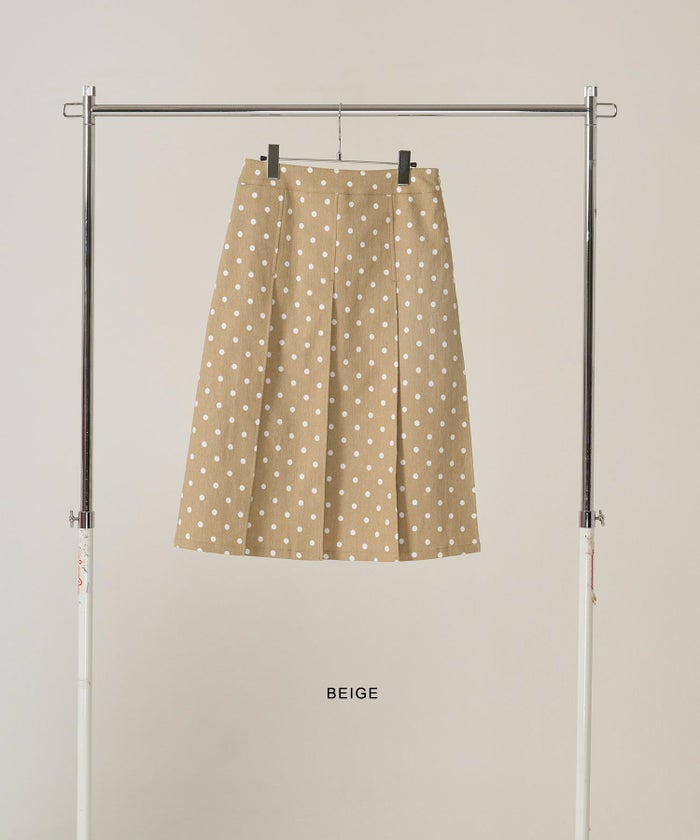 ドット/プリーツスカート/ミディ丈