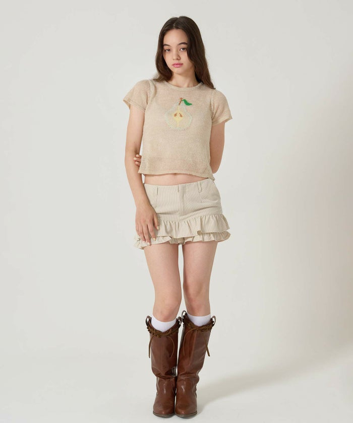 ストライプ/ショートパンツ/アイボリー