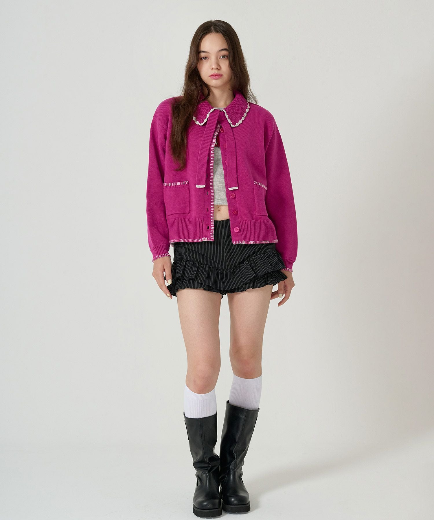 ピンストライプ ティアード ショートパンツ TINA：JOJUN 全2色｜tnj731