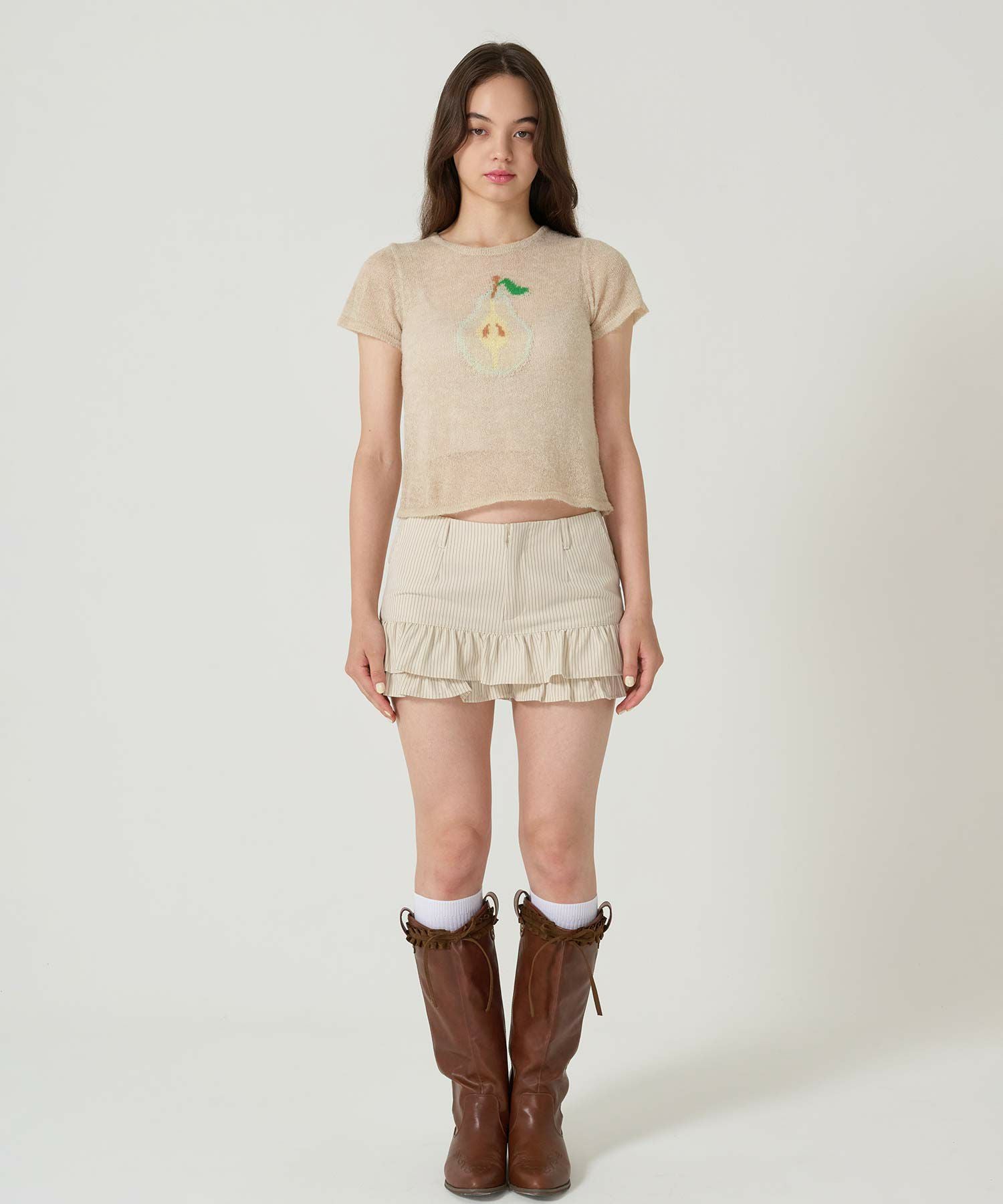 ピンストライプ ティアード ショートパンツ TINA：JOJUN 全2色｜tnj731