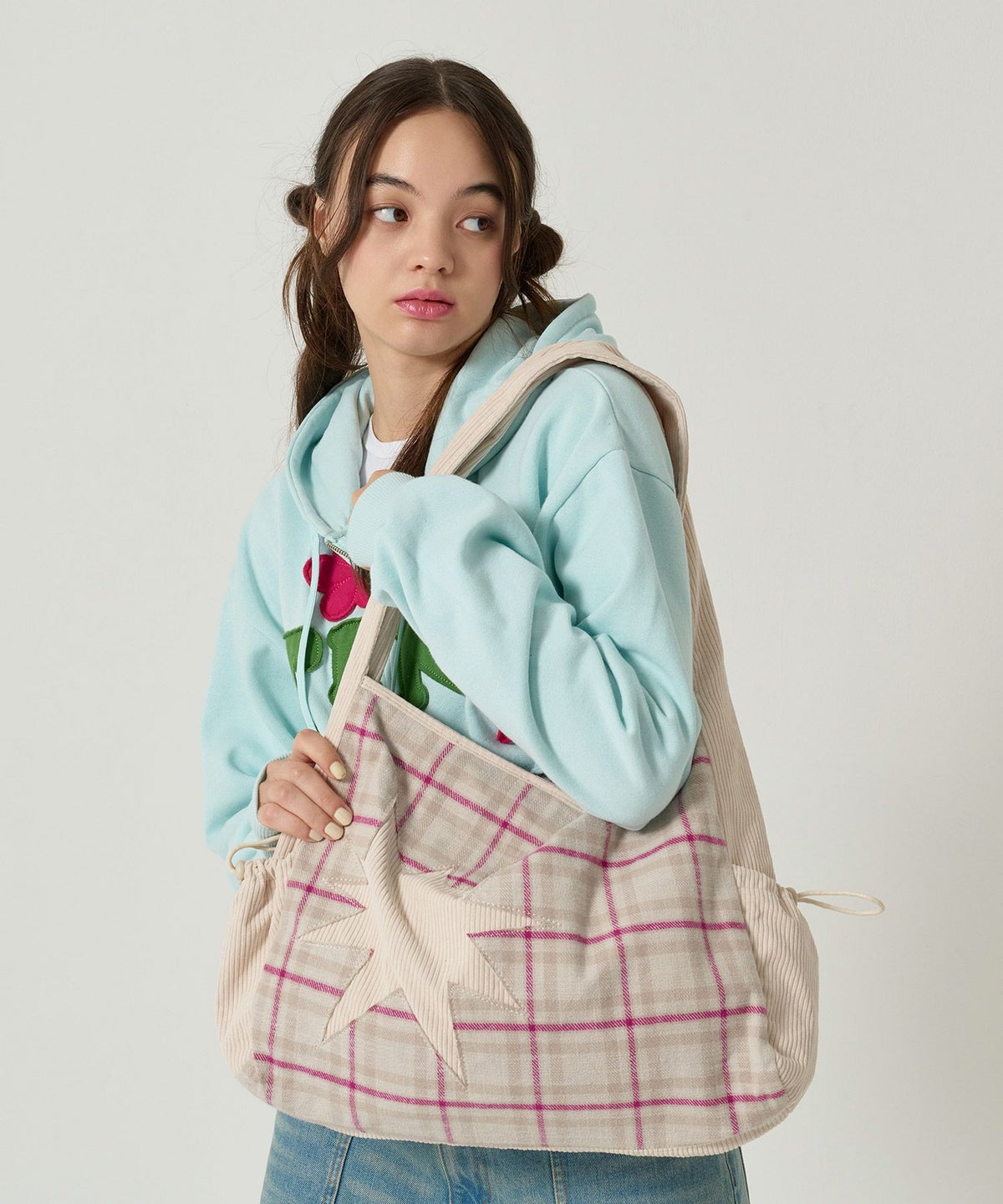 コーデュロイ/ショルダー/バッグ/アイボリー