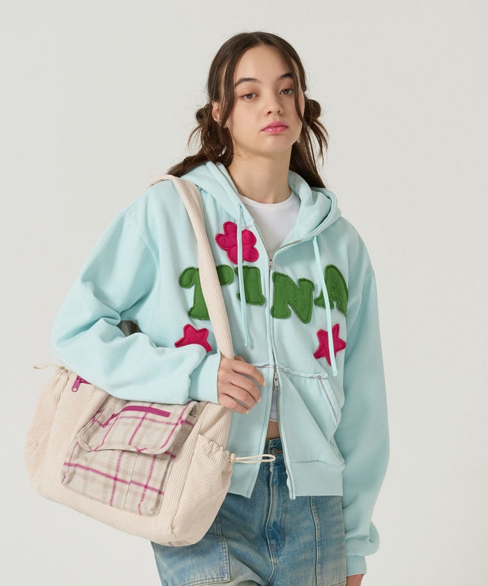 コーデュロイ/ショルダー/バッグ/アイボリー