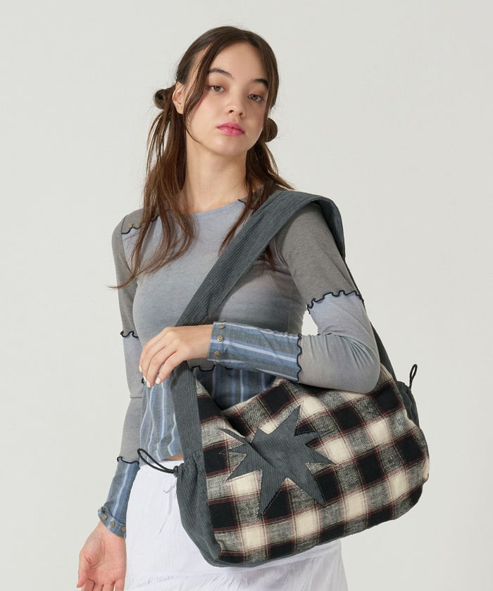 コーデュロイ/ショルダー/バッグ/グレー