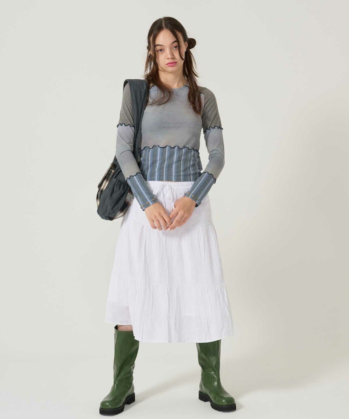 コーデュロイ/ショルダー/バッグ/グレー