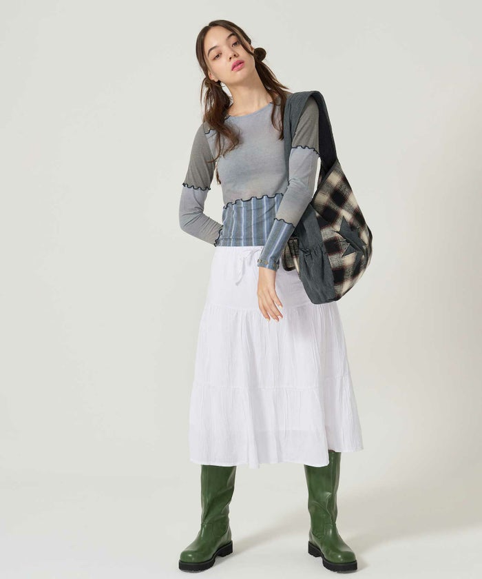 コーデュロイ/ショルダー/バッグ/グレー