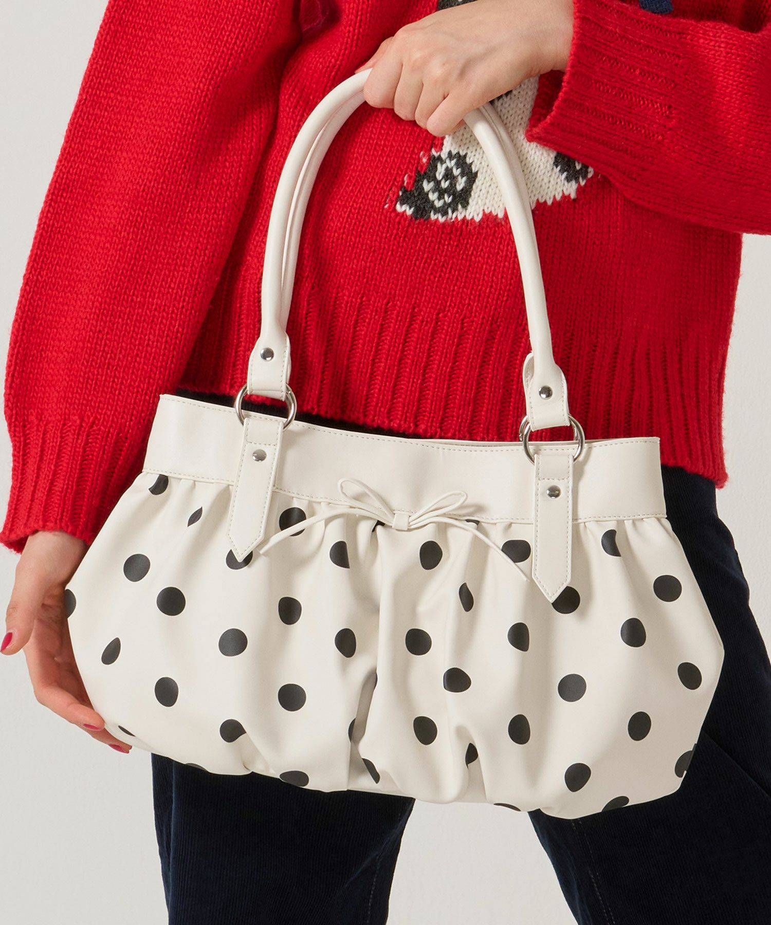 ドット柄 ギャザー バッグ TINA：JOJUN 全2色｜tnj942-1100【4