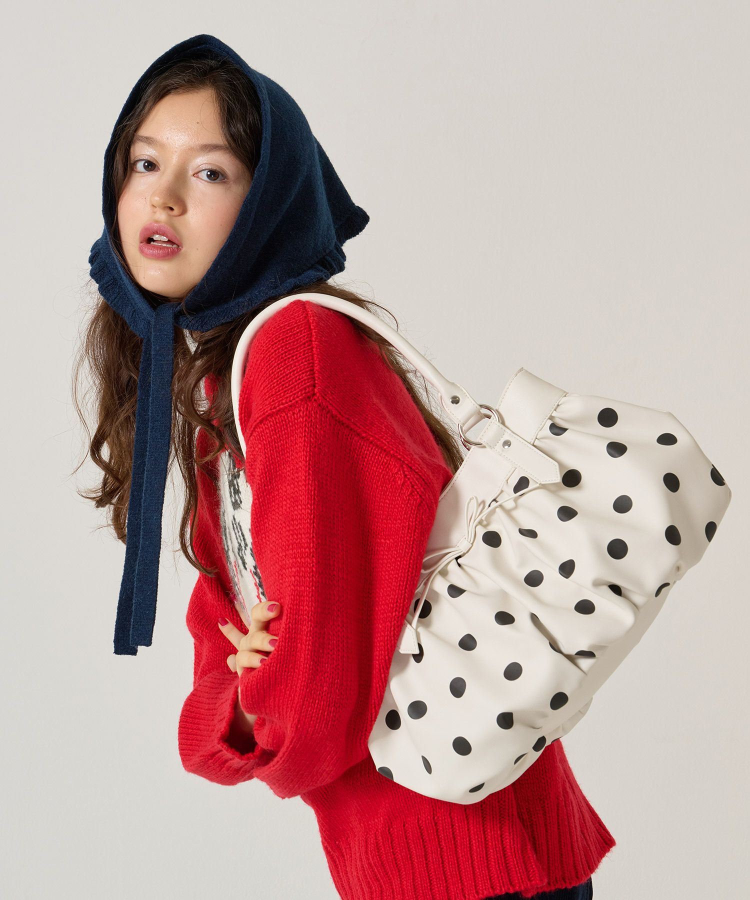 ドット柄 ギャザー バッグ TINA：JOJUN 全2色｜tnj942-1100【4