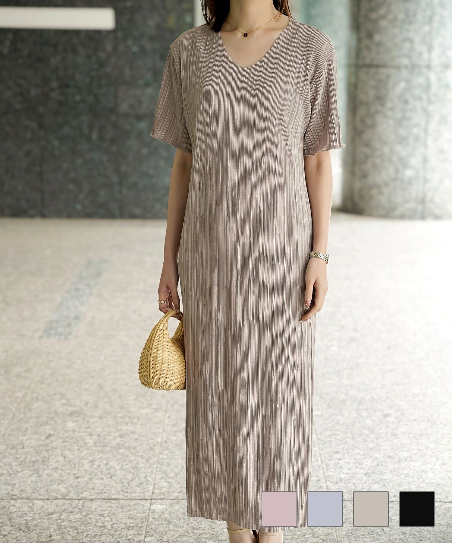 セレクト プリーツ ワンピース HUIT 全4色｜hit361-0265【1】 - 半袖