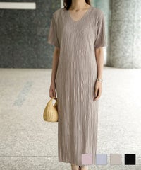 セレクト プリーツ ワンピース レディース ロングワンピース プリーツ 半袖 きれいめ 上品 洗える セレクト プリーツ ワンピース HUIT