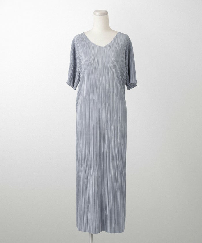 プリーツ ワンピース レディース ロングワンピース プリーツ 半袖 きれいめ 上品 洗える