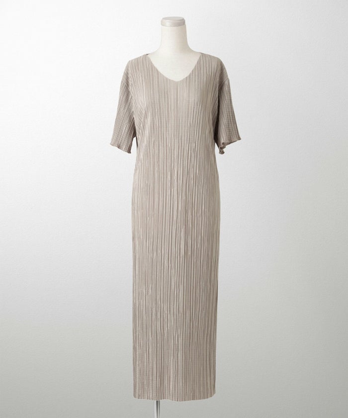 プリーツ ワンピース レディース ロングワンピース プリーツ 半袖 きれいめ 上品 洗える