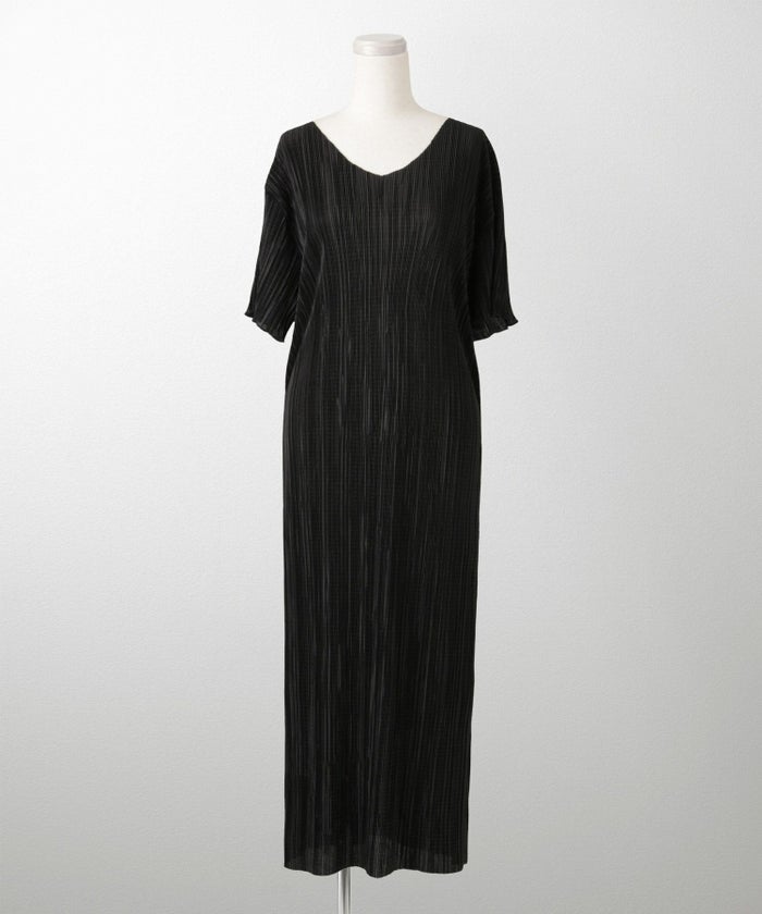 プリーツ ワンピース レディース ロングワンピース プリーツ 半袖 きれいめ 上品 洗える