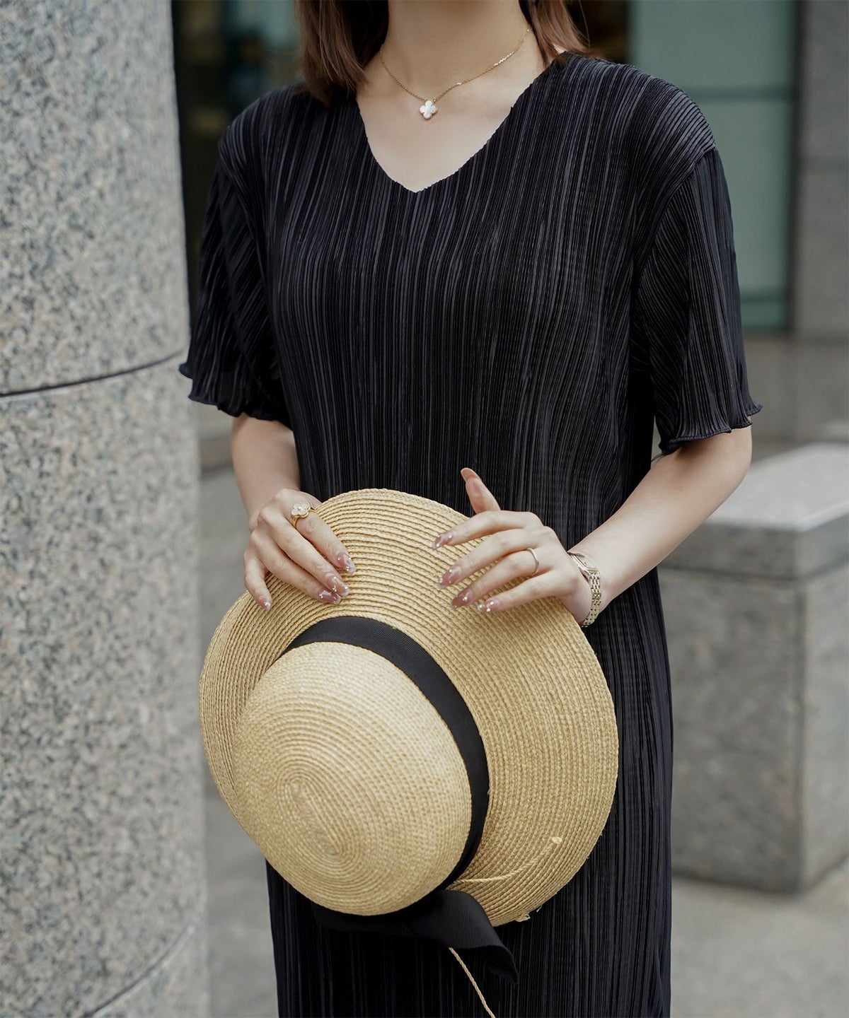 プリーツ ワンピース レディース ロングワンピース プリーツ 半袖 きれいめ 上品 洗える