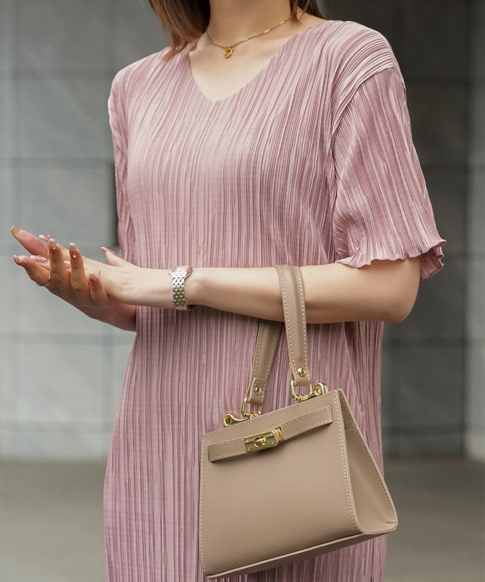 プリーツ ワンピース レディース ロングワンピース プリーツ 半袖 きれいめ 上品 洗える