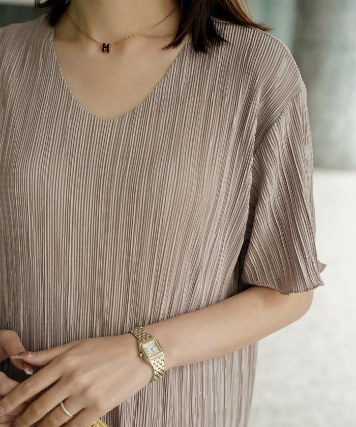 プリーツ ワンピース レディース ロングワンピース プリーツ 半袖 きれいめ 上品 洗える