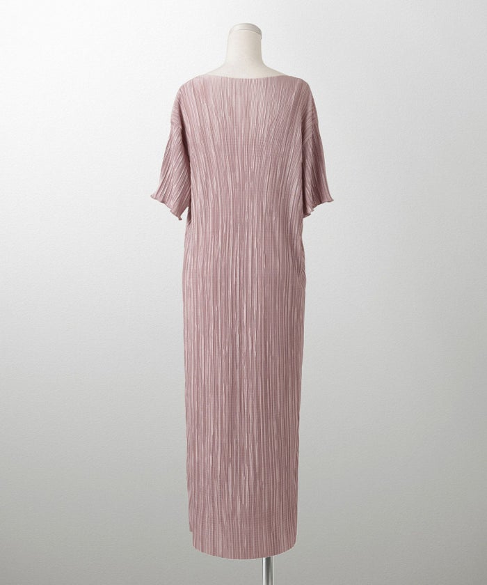 プリーツ ワンピース レディース ロングワンピース プリーツ 半袖 きれいめ 上品 洗える