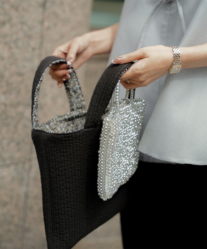 レディース バッグ 無地 ツイード リバーシブル オケージョン 春 夏 秋 冬 ヌビ サブバッグ アイボリー ブラック フリー