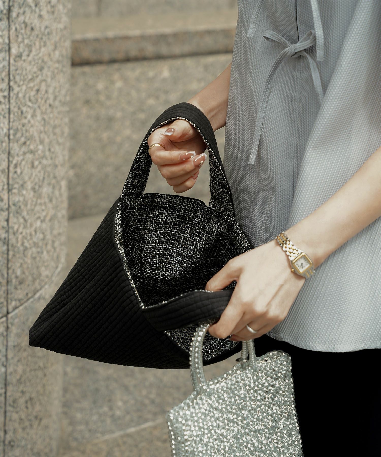 ヌビ×ツイード リバーシブル バッグ HUIT 全2色｜hit922-0246【1