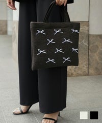 前後2way デザイン ヌビ バッグ HUIT アイボリー ブラック