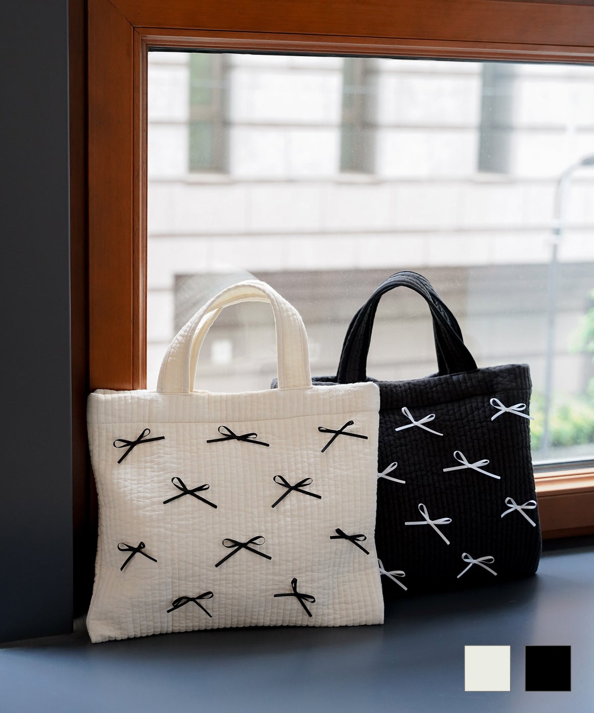 前後2way デザイン ヌビバッグ レディース バッグ パール リボン 配色 2way 春 夏 秋 冬 サブバッグ きれいめ 前後2way デザイン ヌビ バッグ HUIT