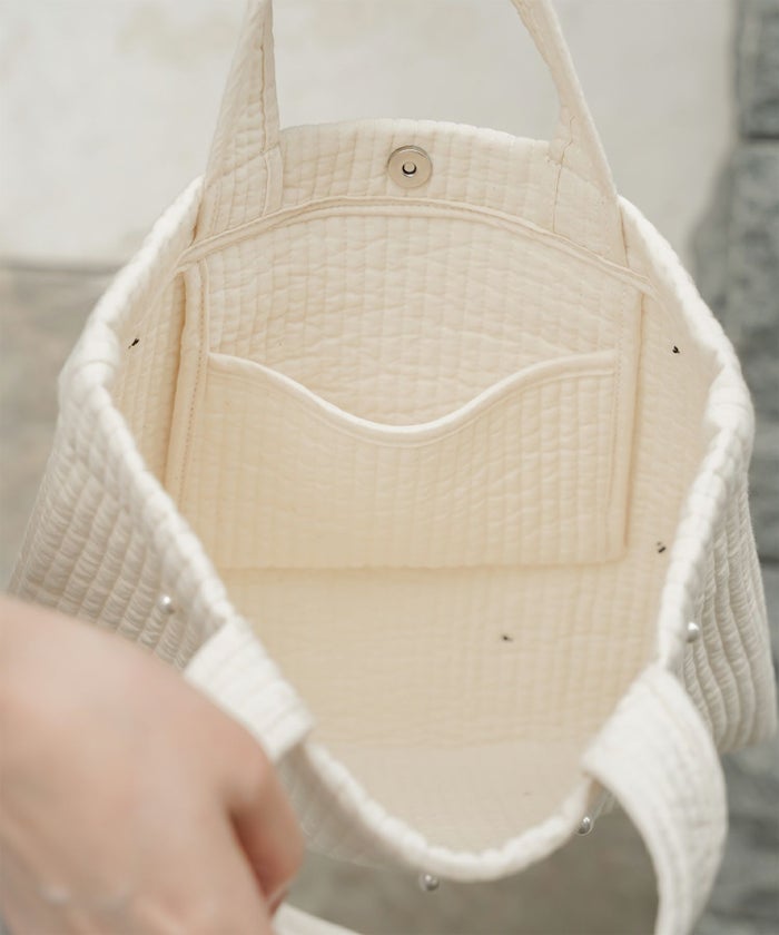 レディース バッグ パール リボン 配色 2way ヌビ 春 夏 秋 冬 サブバッグ きれいめ アイボリー ブラック フリー