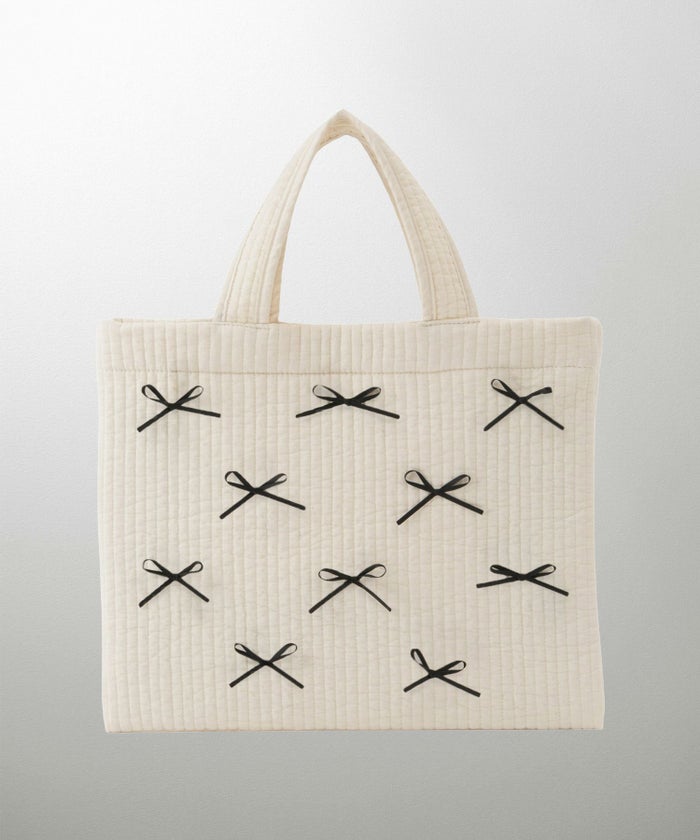 レディース バッグ パール リボン 配色 2way ヌビ 春 夏 秋 冬 サブバッグ きれいめ アイボリー ブラック フリー