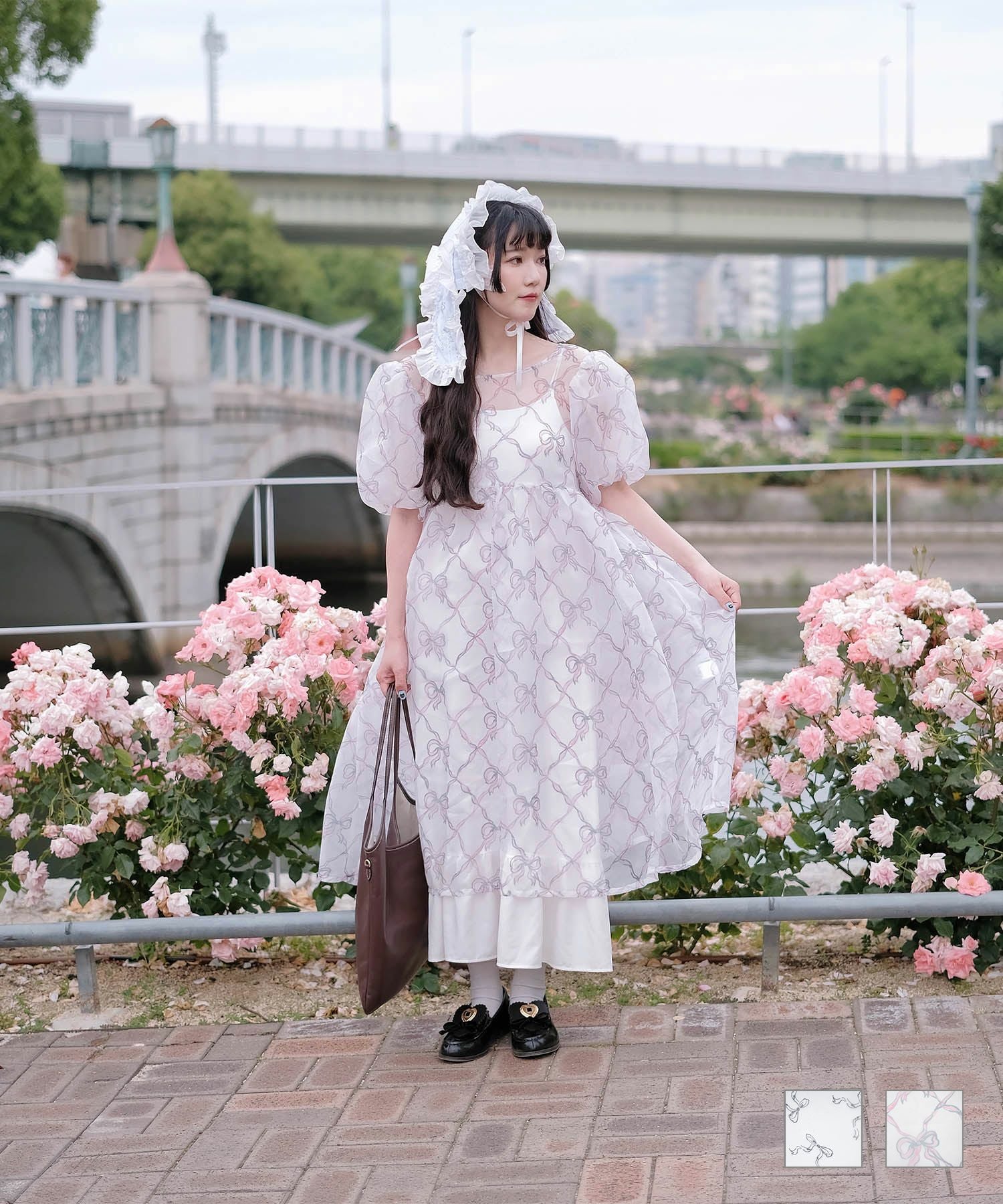 プリント パフスリーブ ミニ ワンピース Printed Puff Sleeve Mini Dress