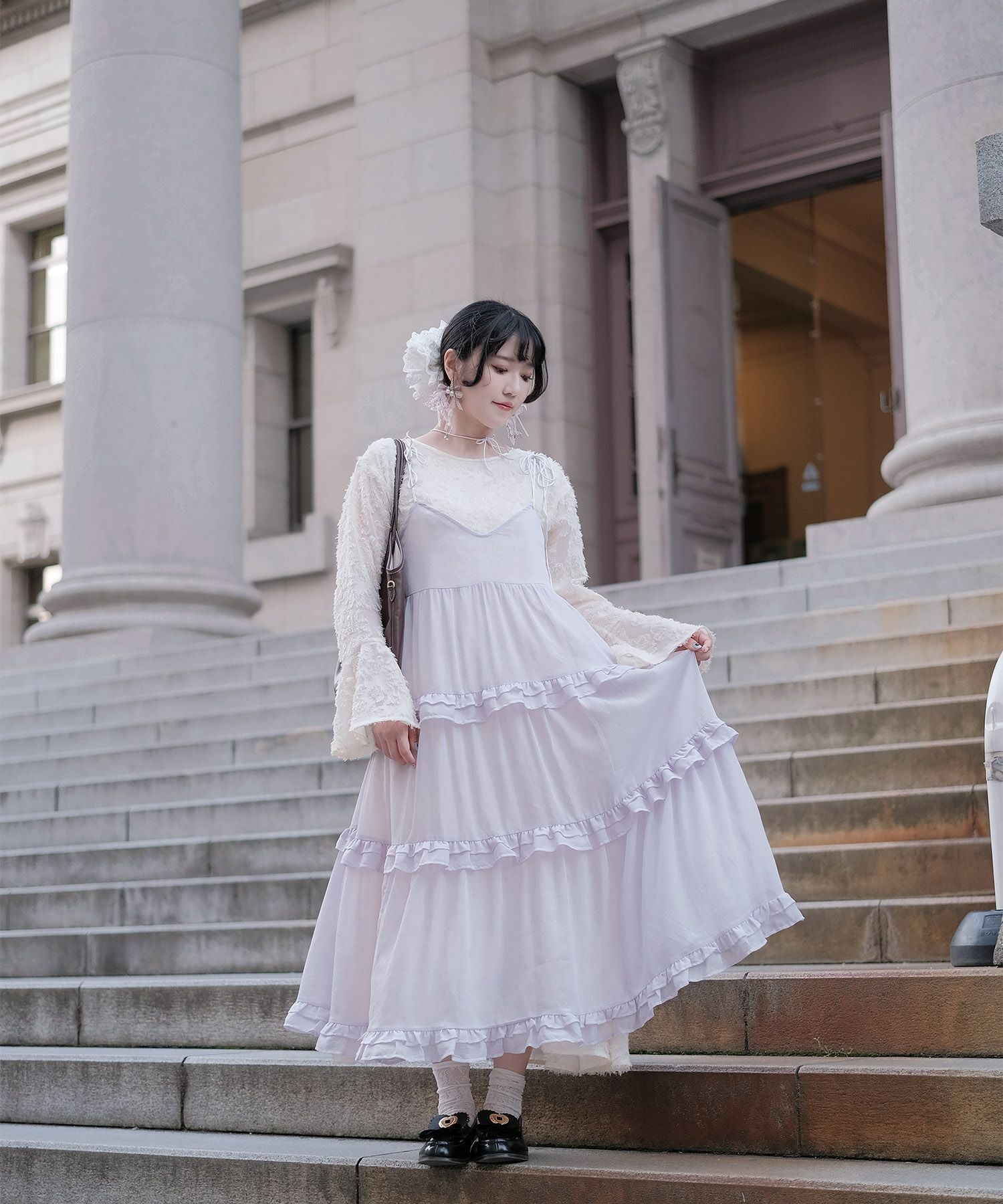 肩ひも キャミ シアー ワンピース｜20代、学生、休日、女子会、デート