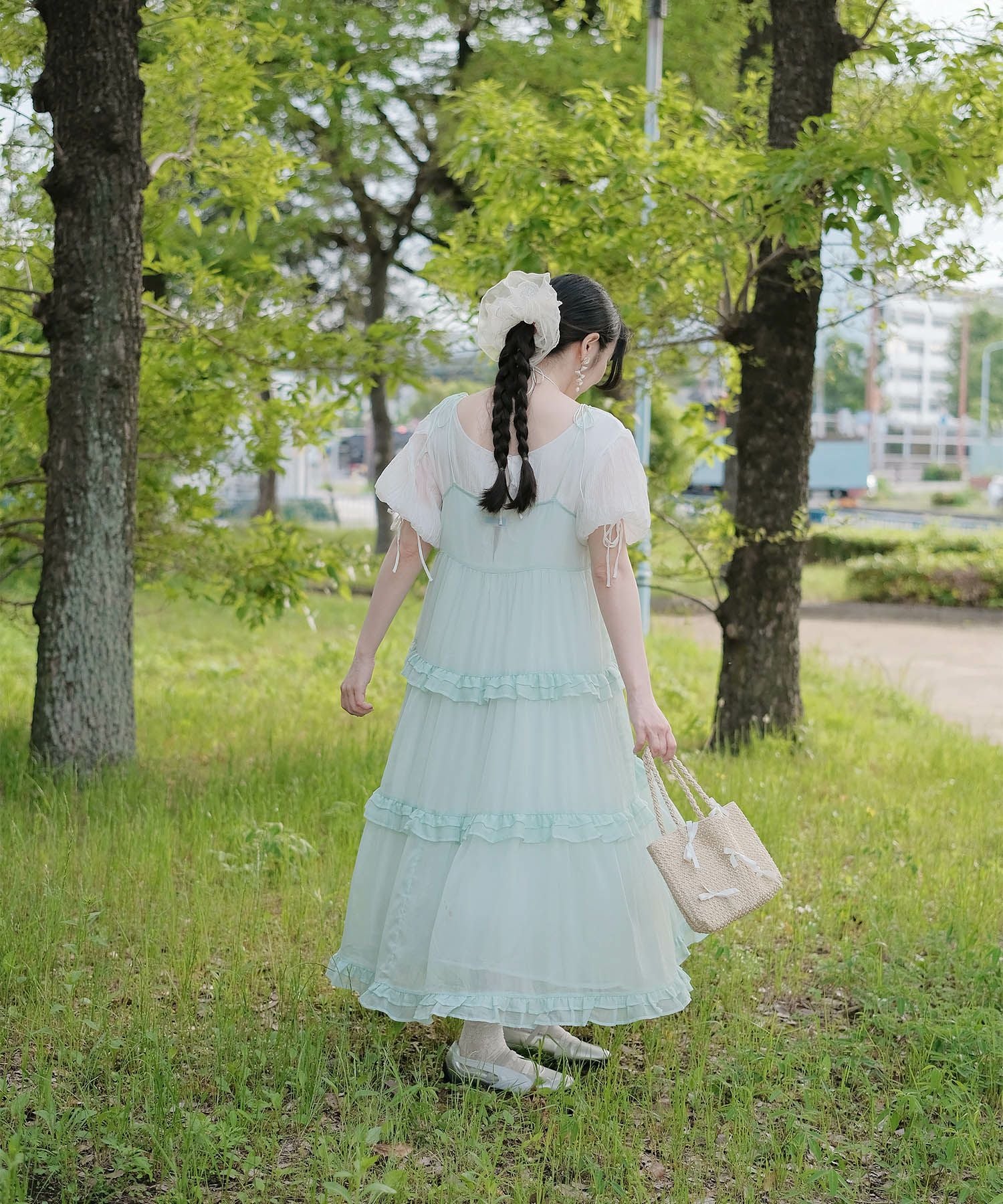 肩ひも キャミ シアー ワンピース｜20代、学生、休日、女子会、デート