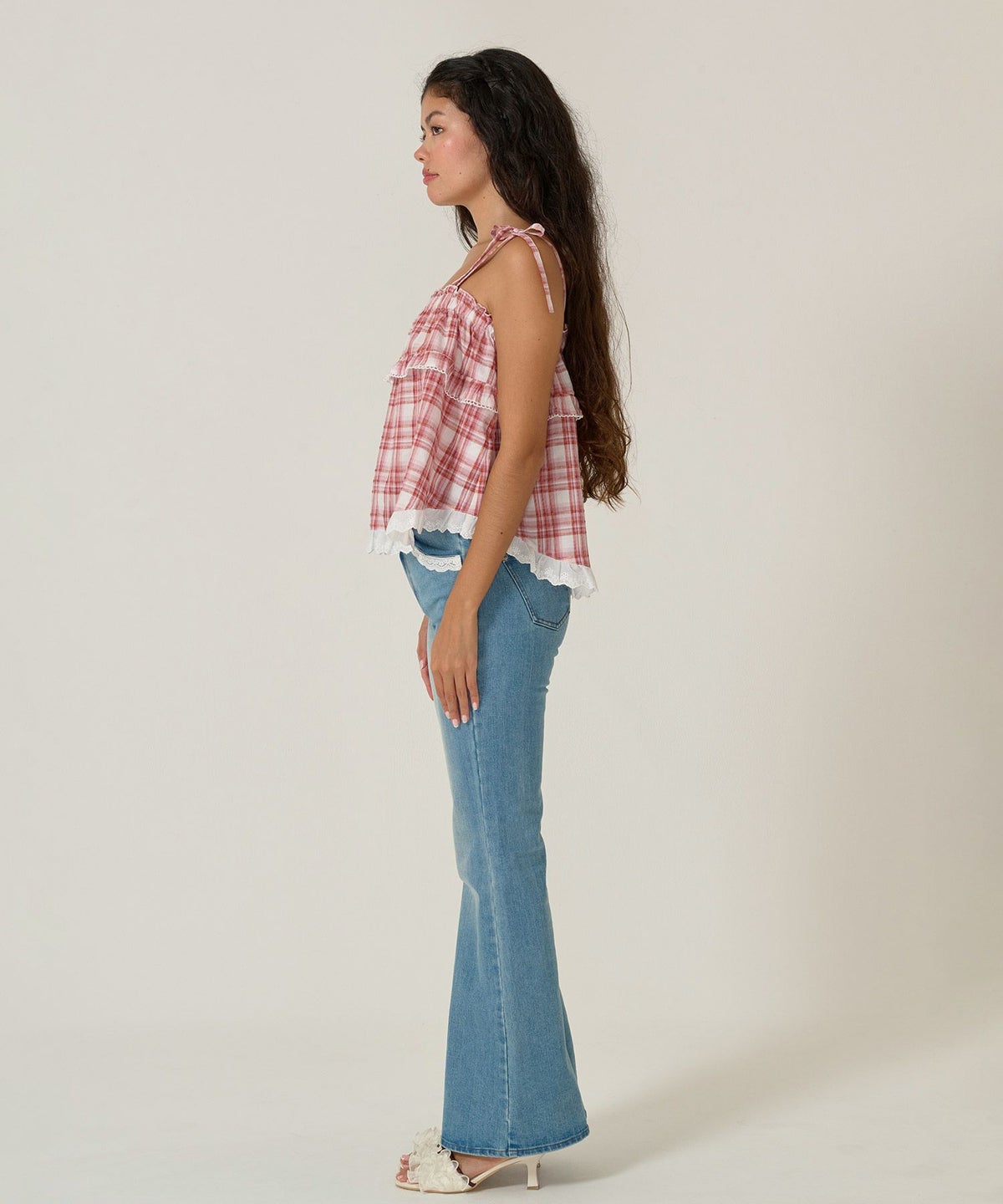 トップス/チュニック/キャミソール/チェック/レッ