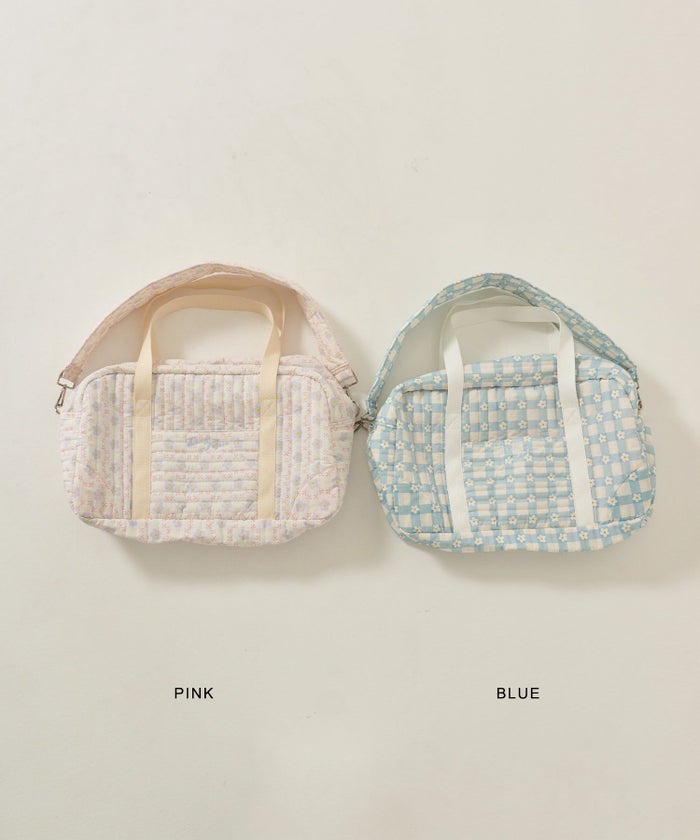 バッグ/トラベル/キルティング/ブルー/ピンク