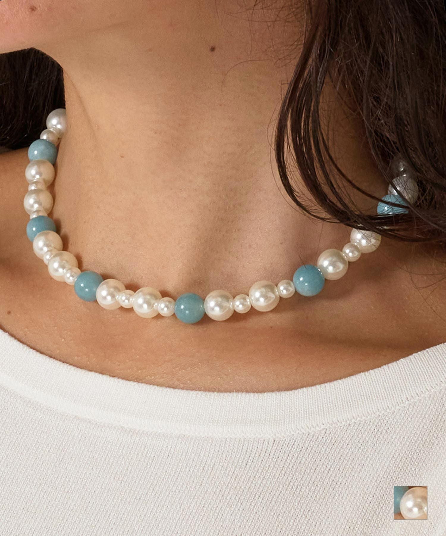 Special-Price-SALE パール＆ストーン ネックレス TINA：JOJUN 全1色