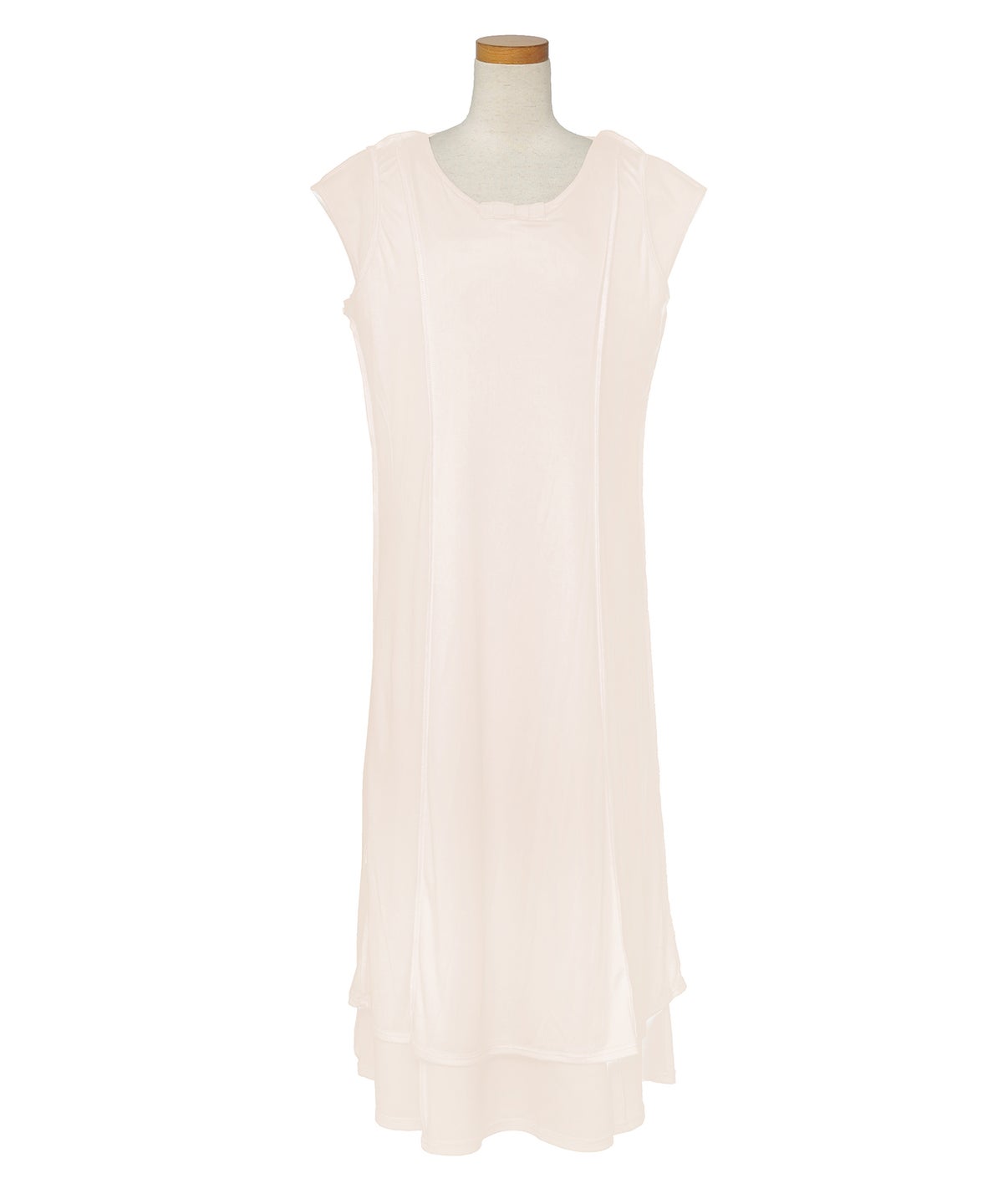 レディースワンピースロング丈リラックス伸縮ノースリーブオフショル風ツイストリボンエレガントフェミニン上品大人カジュアルアイボリーブラックブラウン