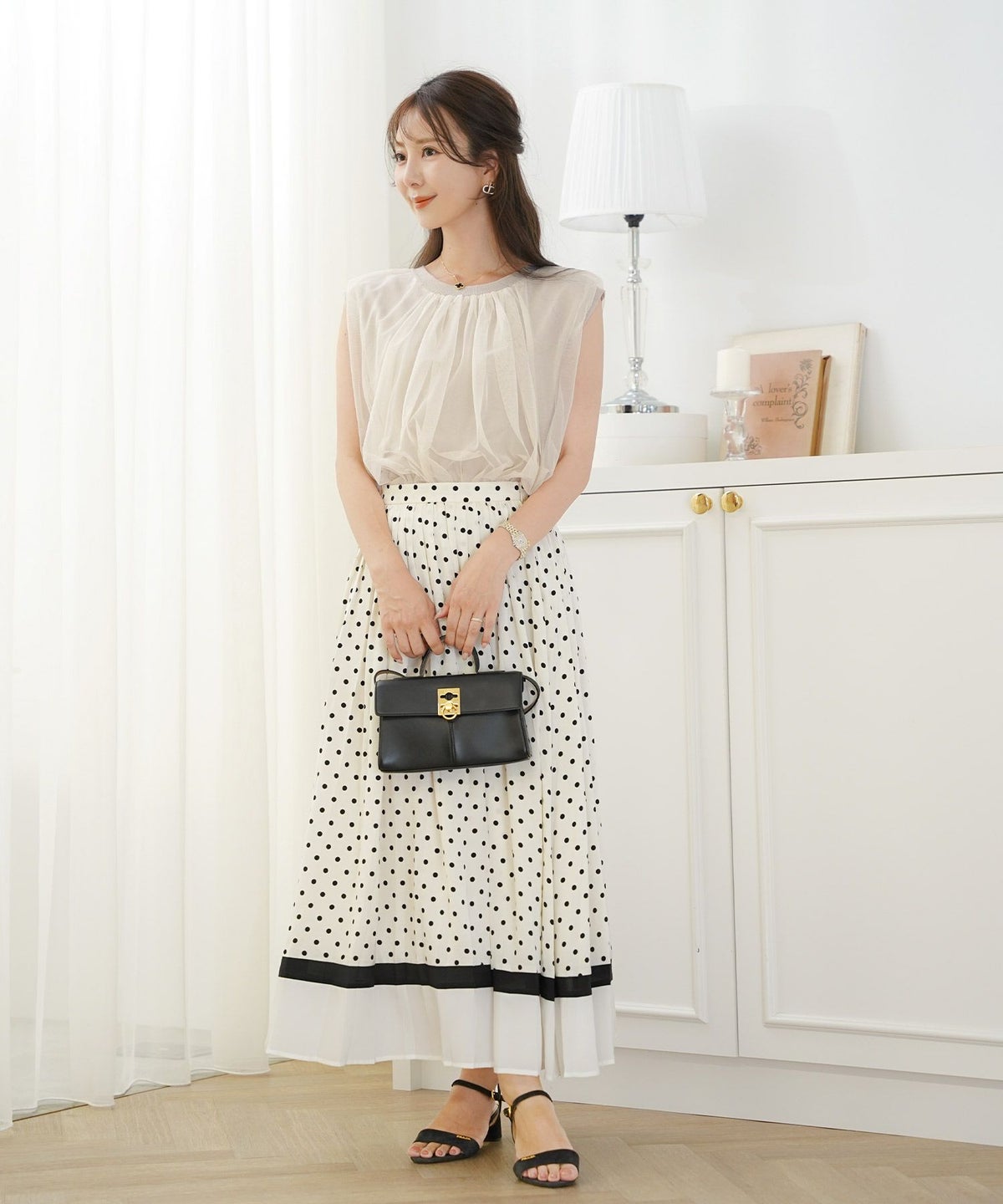 レディースファッションセレクトエレガントシンプルノースリーブニットトップス前後2WAY2WAYレイヤードチュールボリューム体型カバー上品カジュアルルーズ