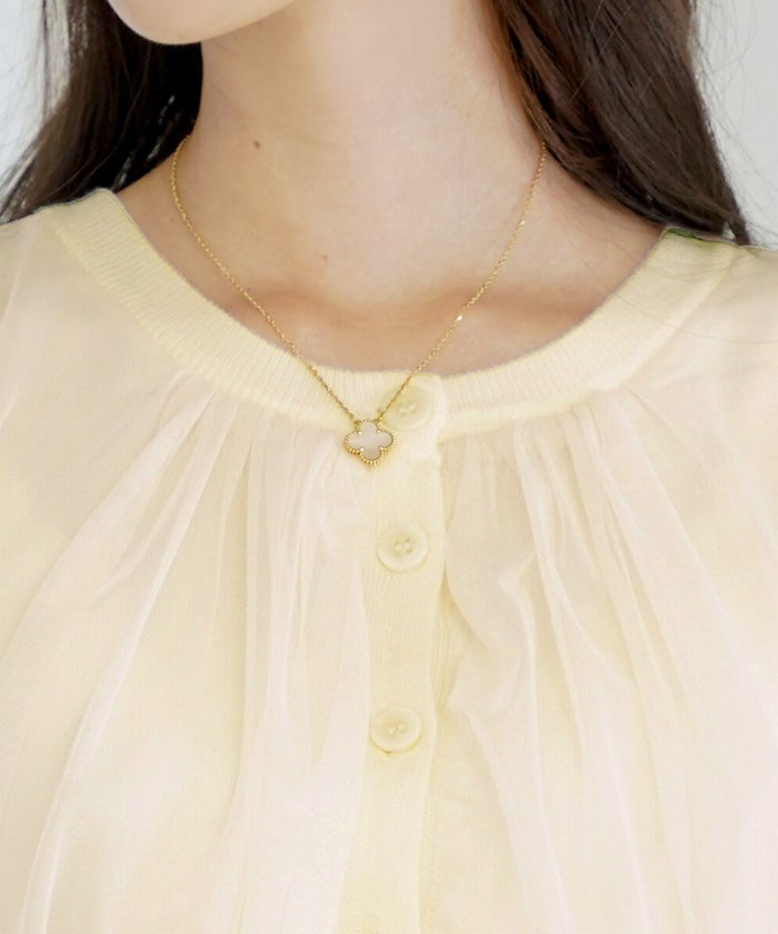 レディースファッションセレクトエレガントシンプルノースリーブニットトップス前後2WAY2WAYレイヤードチュールボリューム体型カバー上品カジュアルルーズ