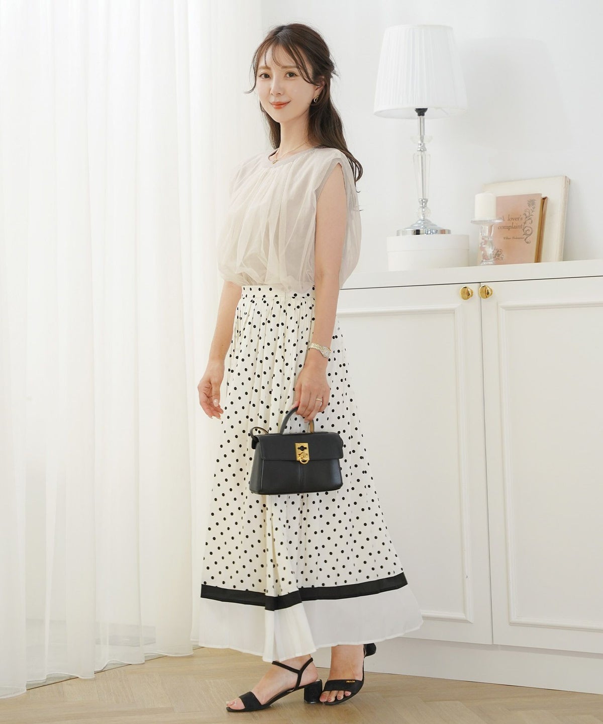 レディースファッションセレクトエレガントシンプルノースリーブニットトップス前後2WAY2WAYレイヤードチュールボリューム体型カバー上品カジュアルルーズ