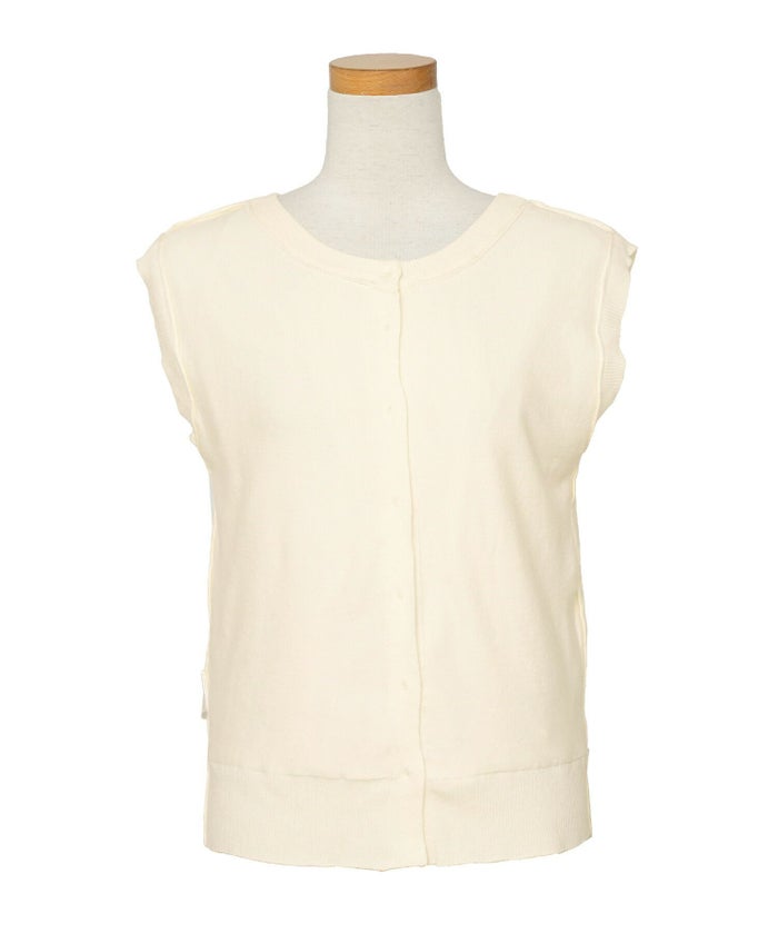 レディースファッションセレクトエレガントシンプルノースリーブニットトップス前後2WAY2WAYレイヤードチュールボリューム体型カバー上品カジュアルルーズ