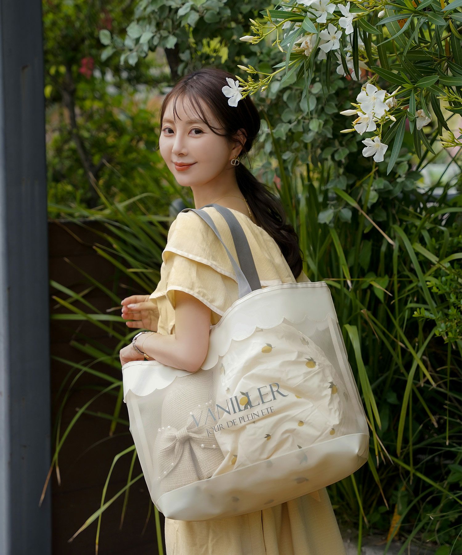 【merupon】新品未使用 リレント ラ・セラール ドロゥワーパック スカラップ メッシュ ラージ トートバッグ le reve vaniller 全2色