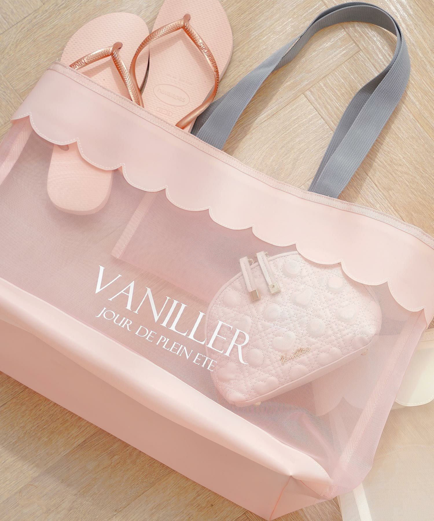 SUMMER-SALE スカラップ メッシュ ラージ トートバッグ le reve