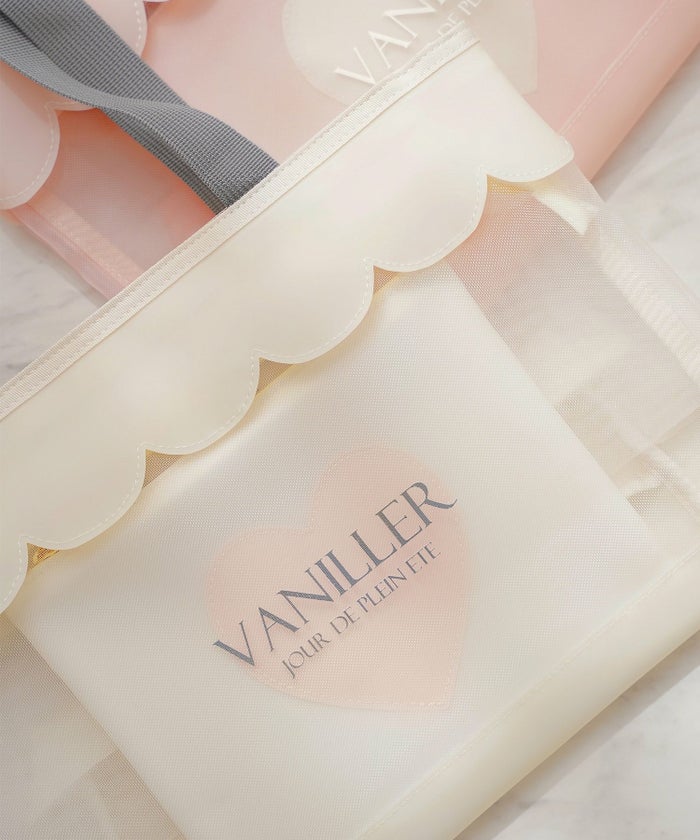 レディースファッションエレガントフェミニンメッシュバッグトートバッグスカラップロゴプリントオリジナルポーチセットポーチ付きミニポーチかわいいオフホワイトピンク軽量大容量透けPVC