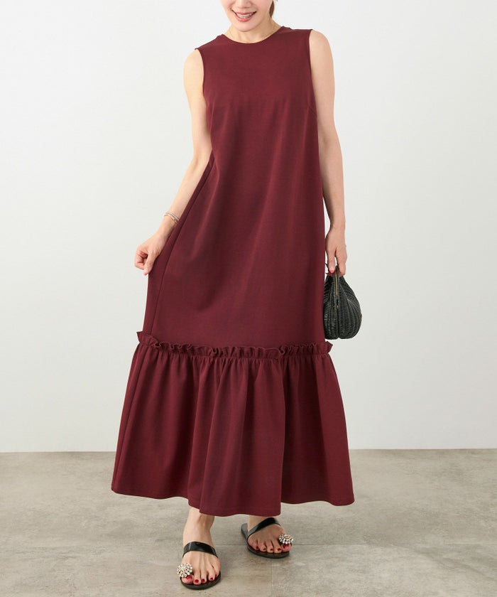 手洗い可かわいい上品きれいめ大人カジュアルシンプルノースリーブ体型カバーフェニミンジョイントスペース