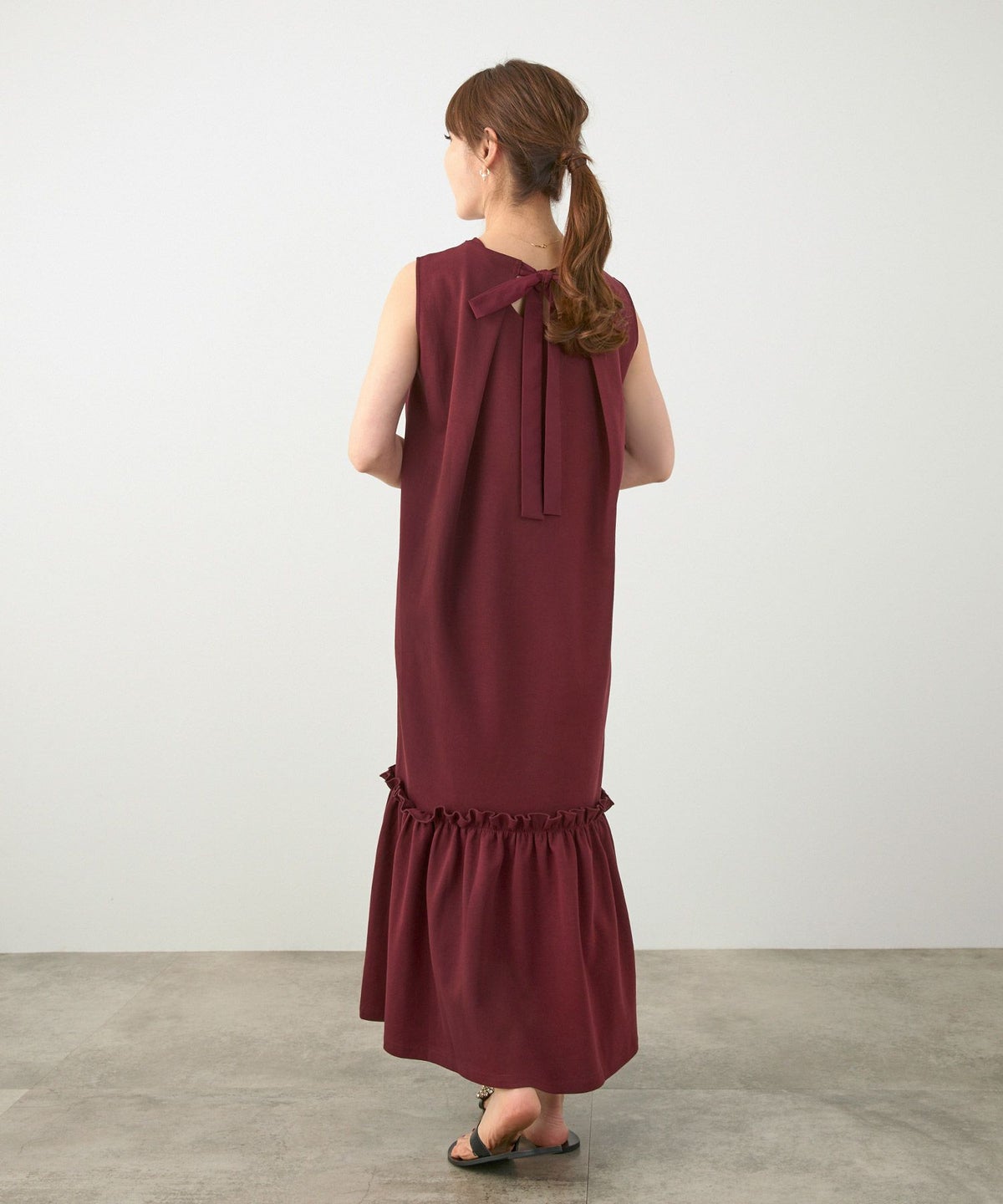 手洗い可かわいい上品きれいめ大人カジュアルシンプルノースリーブ体型カバーフェニミンジョイントスペース