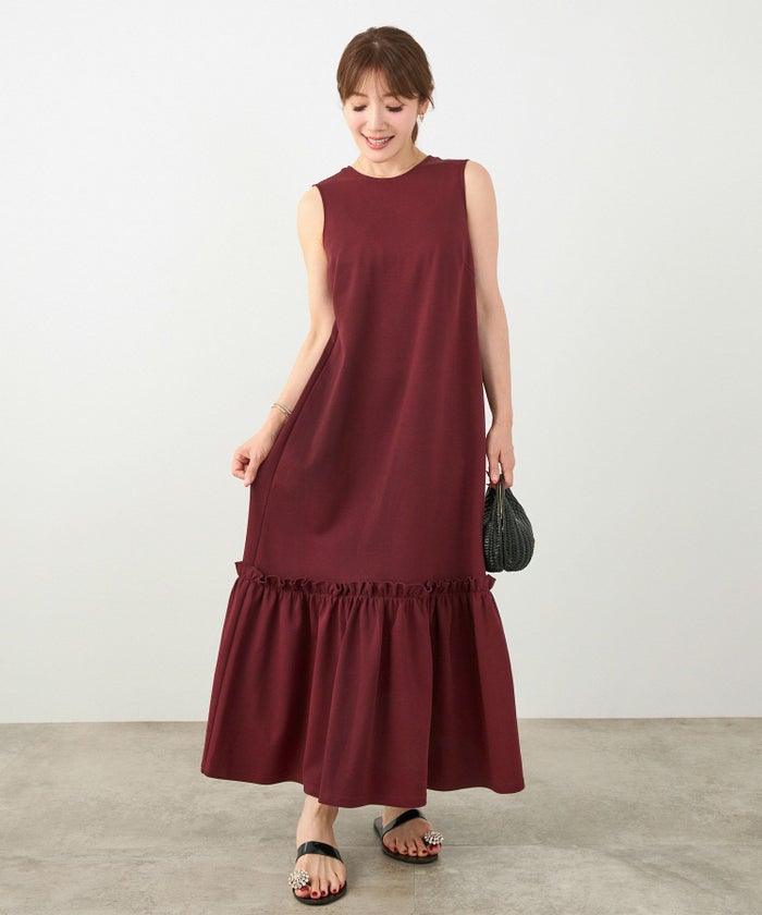 手洗い可かわいい上品きれいめ大人カジュアルシンプルノースリーブ体型カバーフェニミンジョイントスペース