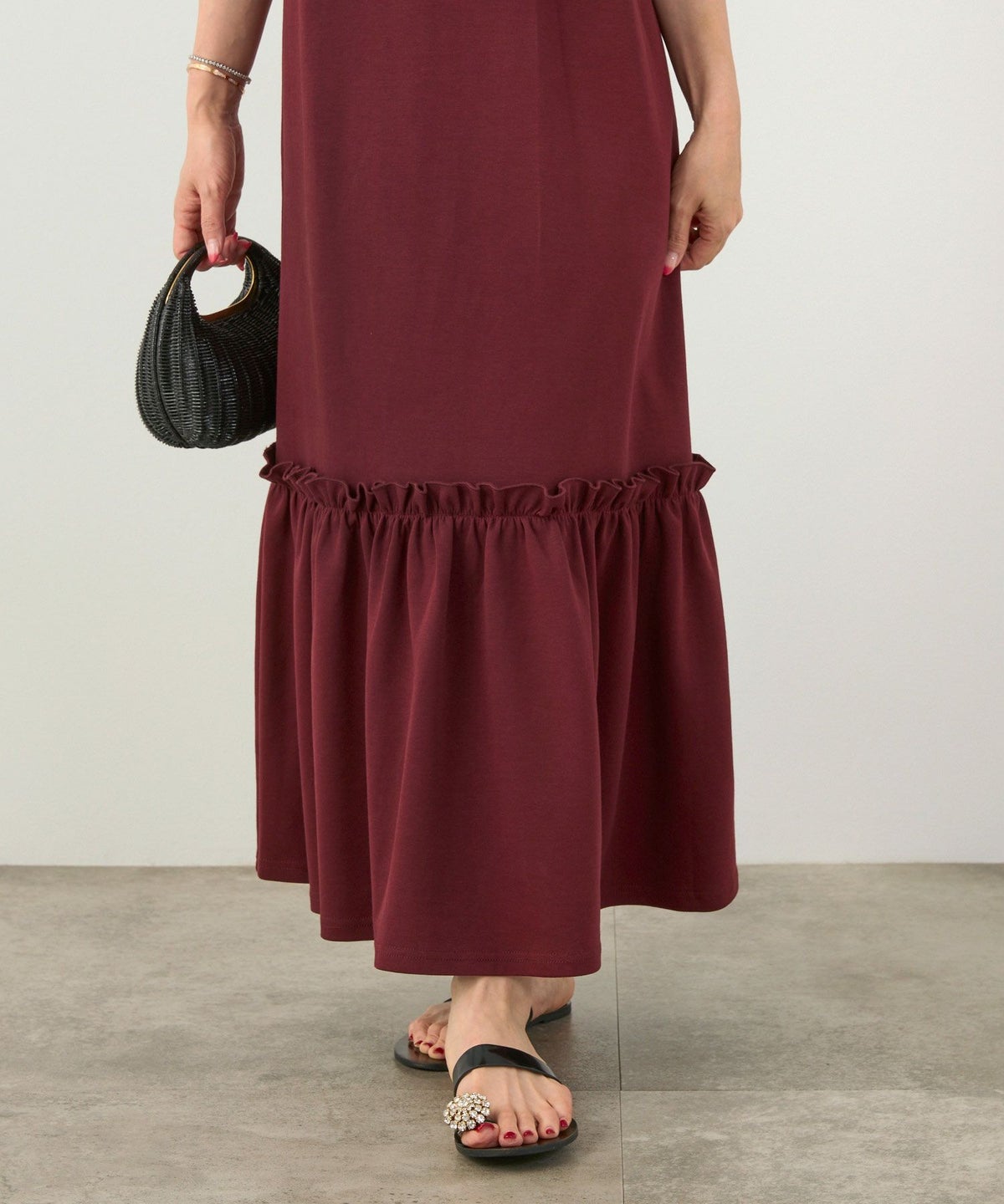 手洗い可かわいい上品きれいめ大人カジュアルシンプルノースリーブ体型カバーフェニミンジョイントスペース