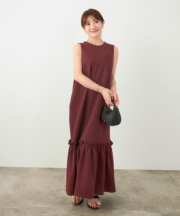 手洗い可かわいい上品きれいめ大人カジュアルシンプルノースリーブ体型カバーフェニミンジョイントスペース