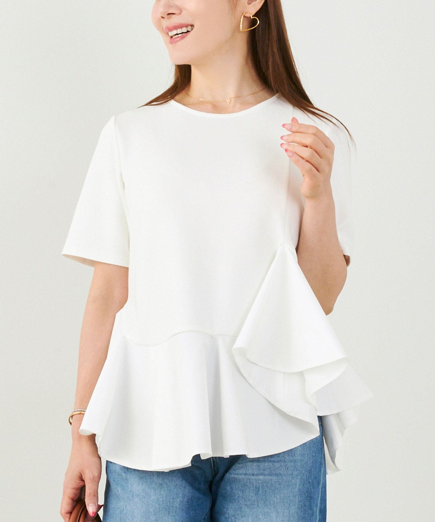 PRE-SUMMER-SALE 裾ランダム ペプラム カットソー Liala×PG 全2色